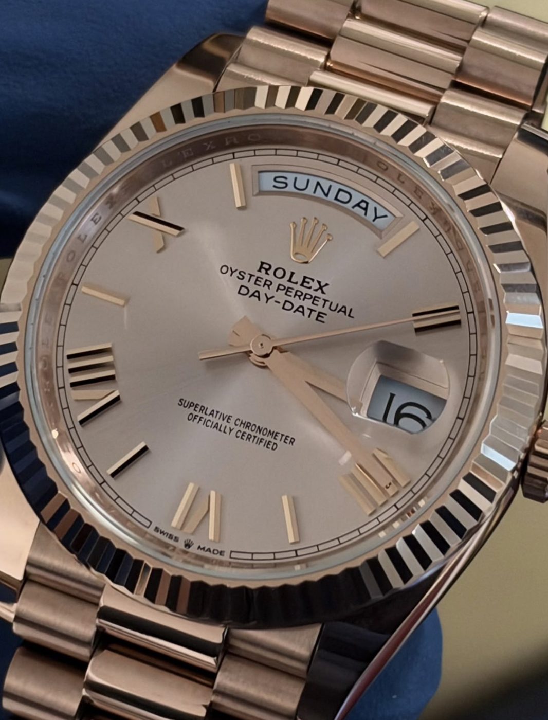 Day-Date 40 fitted with a CLARUS sapphire crystal