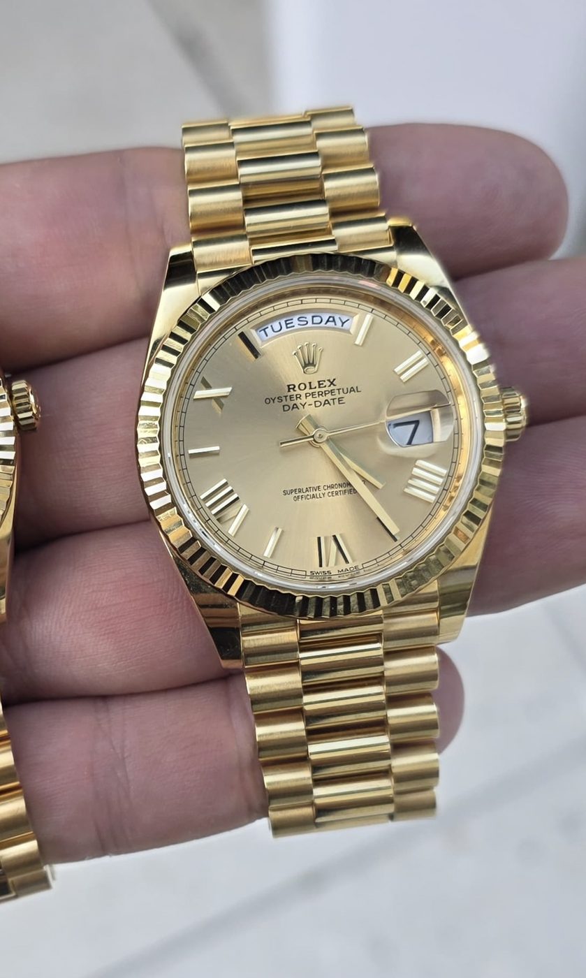 Day-Date 40 fitted with a CLARUS sapphire crystal